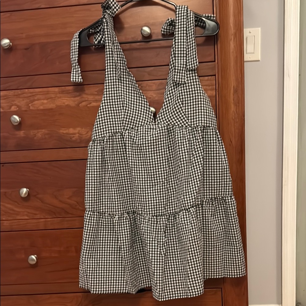 Black and White Gingham tie strap dress